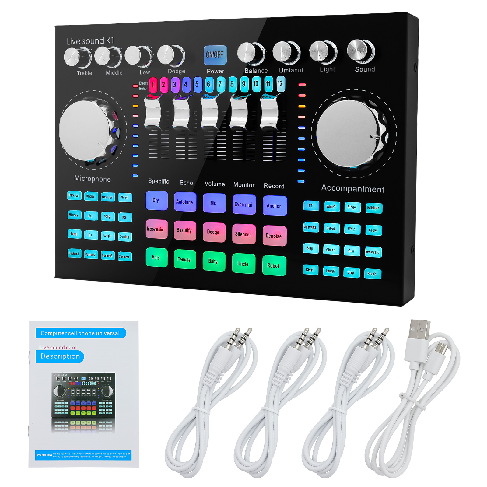 Audio Music Voice Changer - Аудиомикшер K1, звуковая карта для мобильного