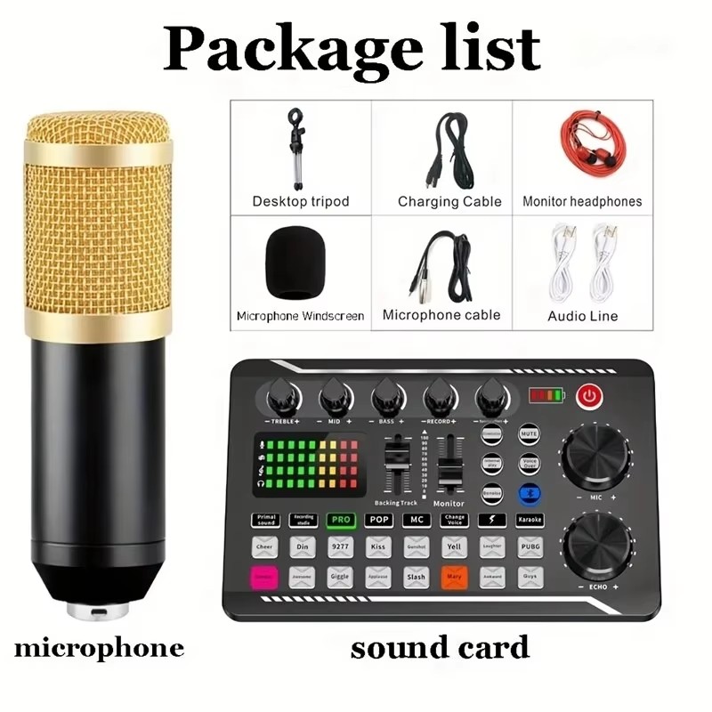 Audio Music Voice Changer - Конденсаторный микрофон, профессиональный беспроводной Bluetooth-микшерный пульт,
