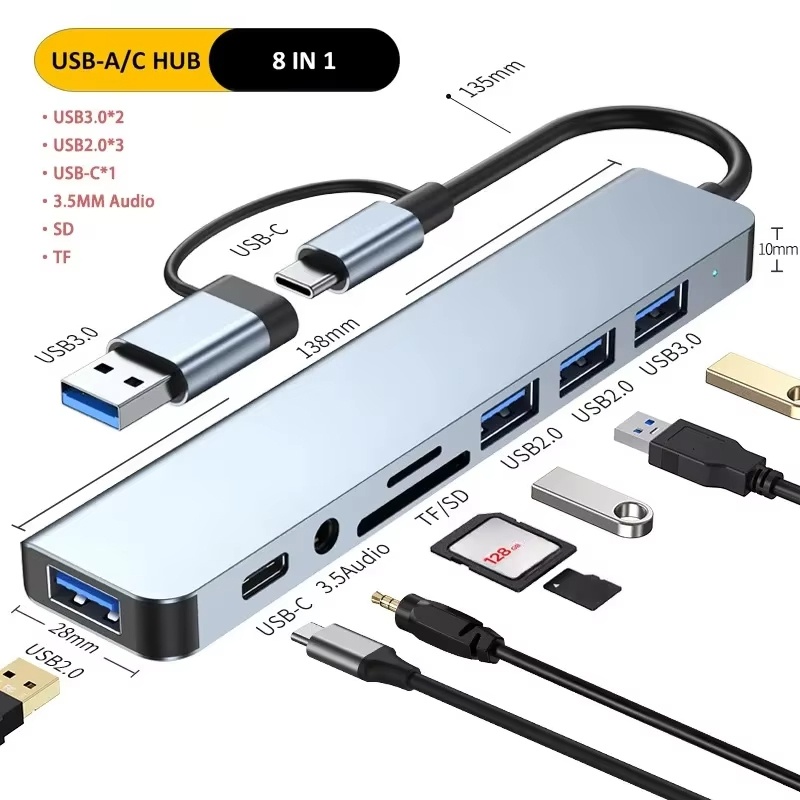 USB-хаб Type-C 8-в-1, USB-разв – обзор и цена Audio Music Splitter
